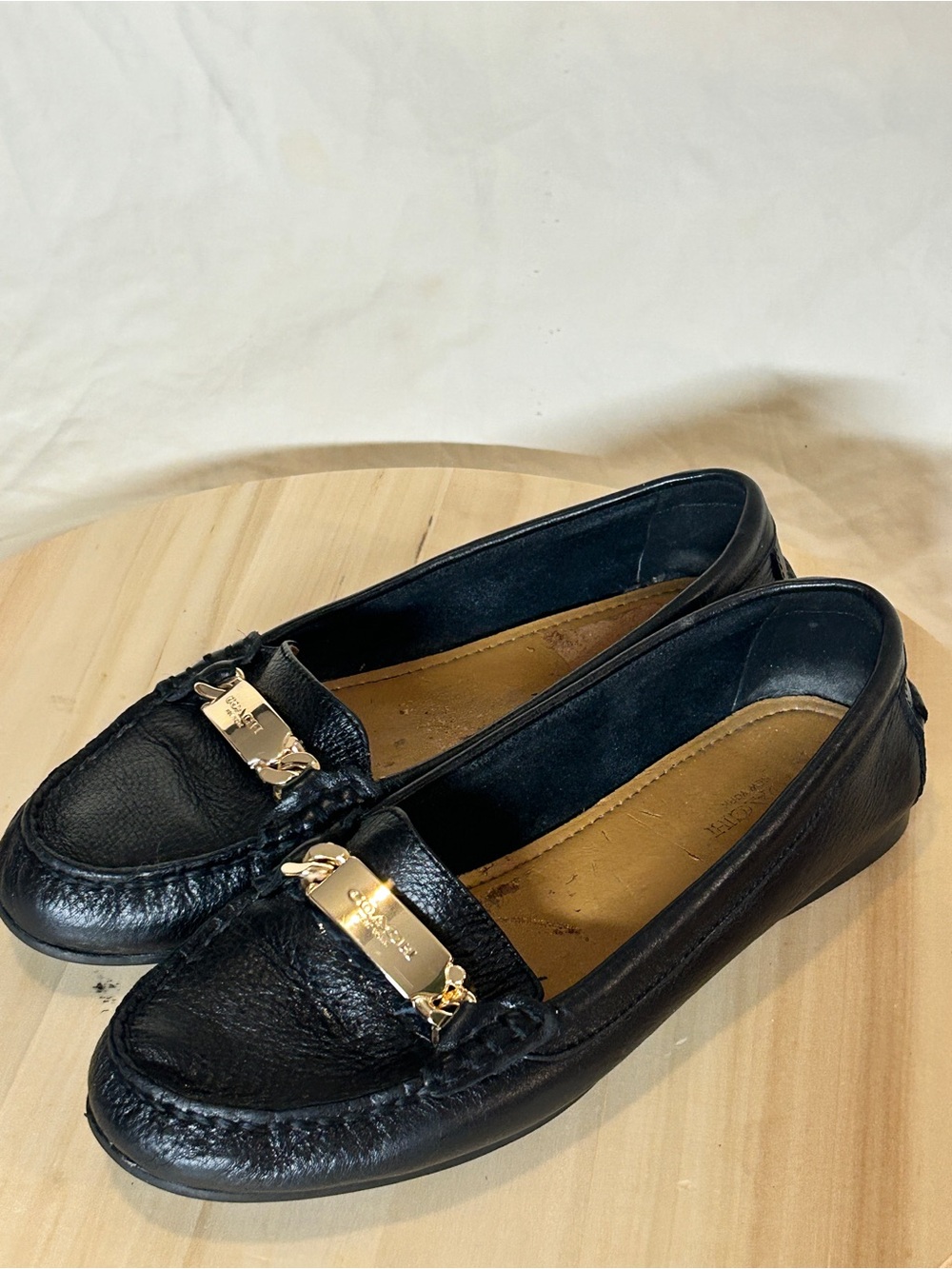 Coach Olive Pebbled Women’s Black Leather Slip-On Loafer Flats US 6.5 EU 38.5